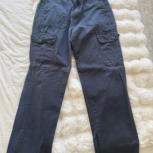 Zara Women’s Navy Cargo Pants with Flap Pockets